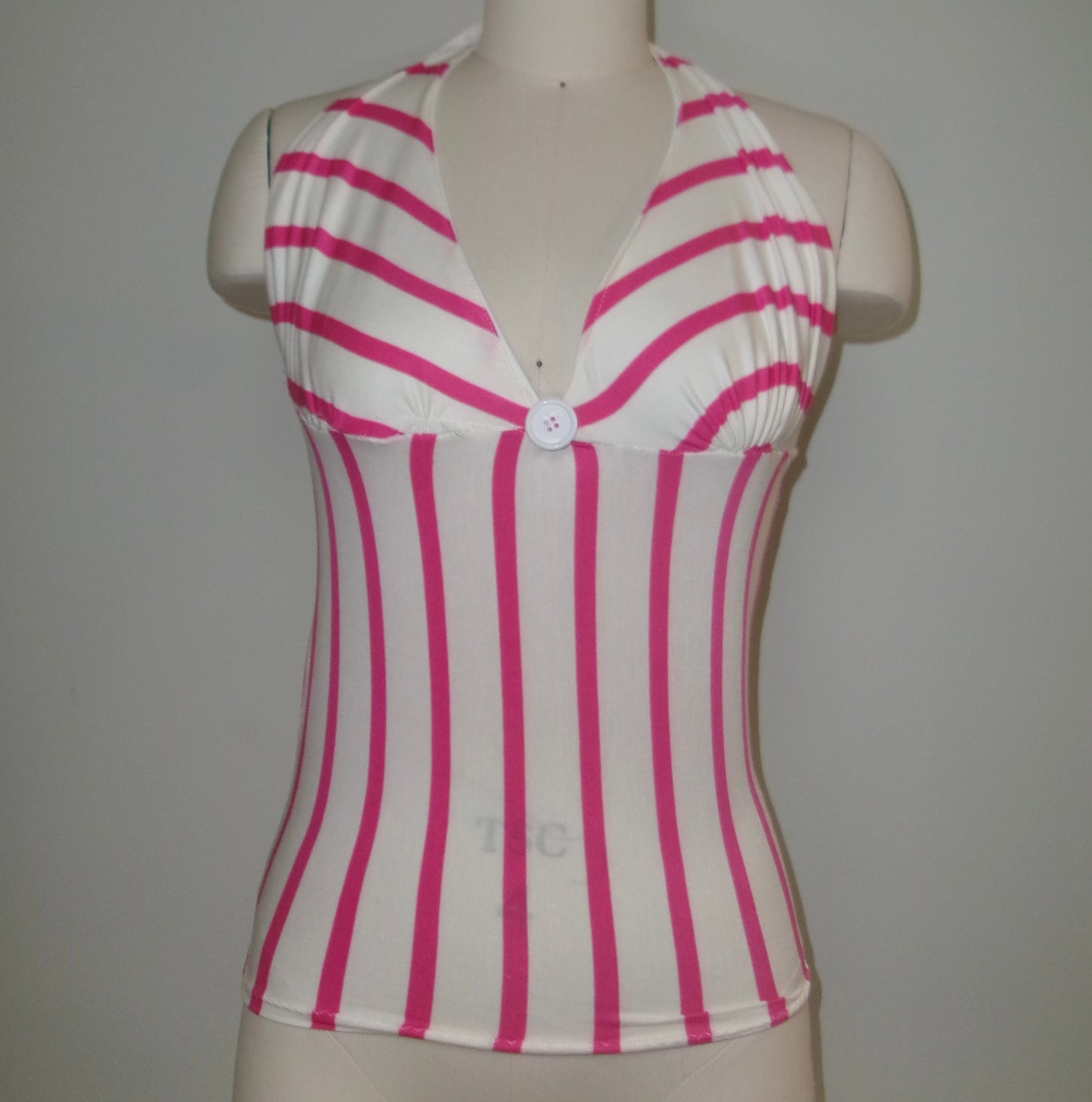 Striped Pink & White Halter Top