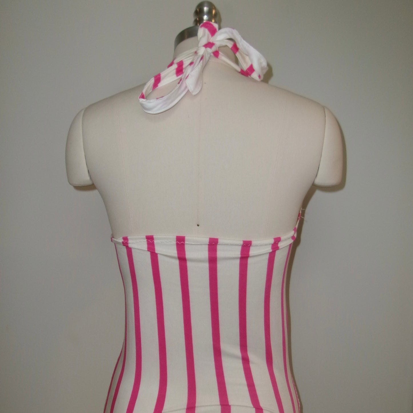 Striped Pink & White Halter Top