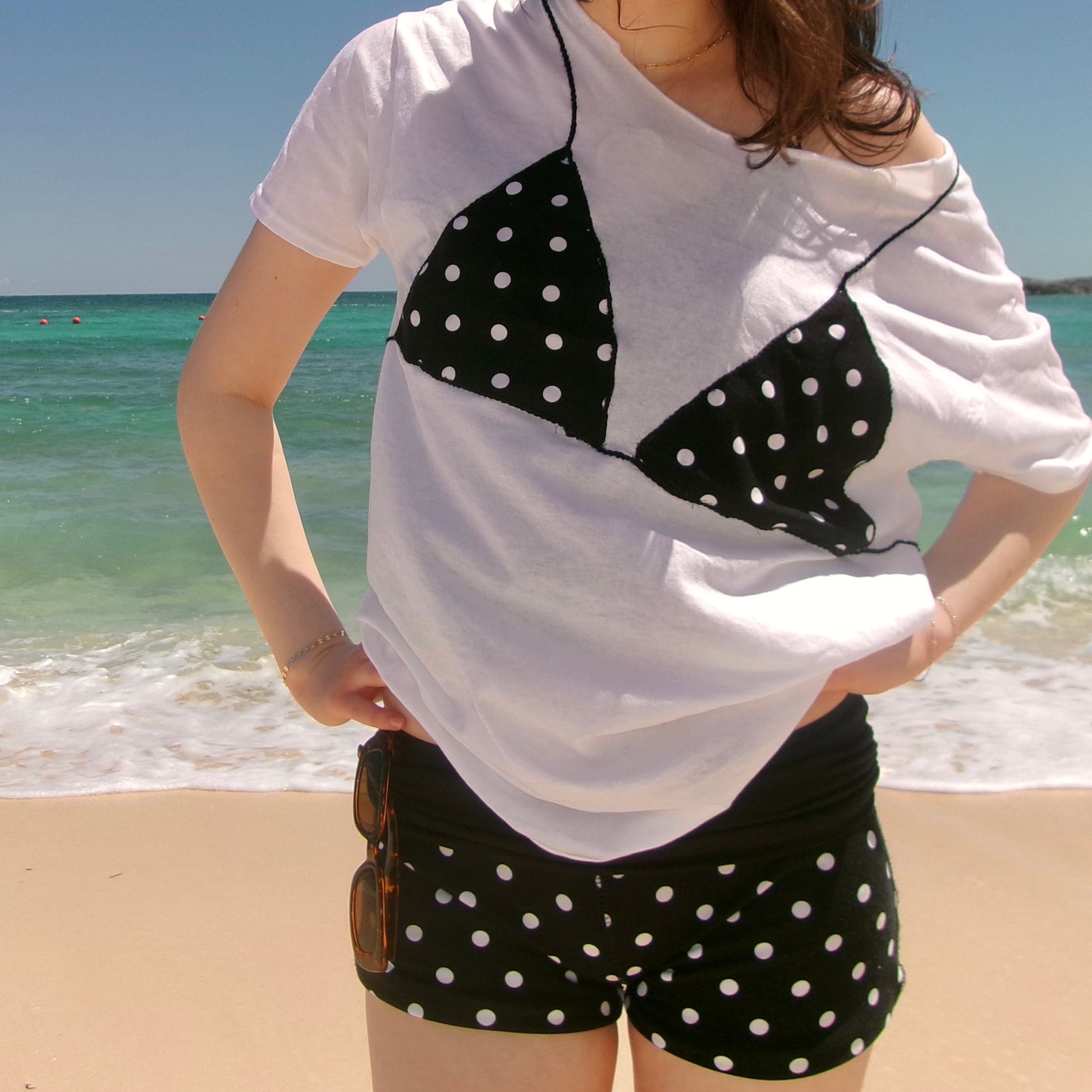 Chic polka dot bikini cover-up – lightweight and trendy with a Y2K vibe, perfect for summer beach days and sunset moments. SewChic4U