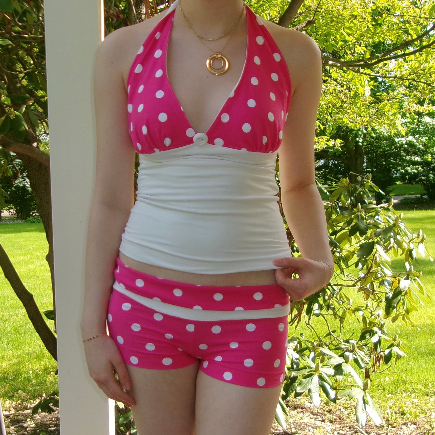 Retro Polka Dot Shorts- Fold Over