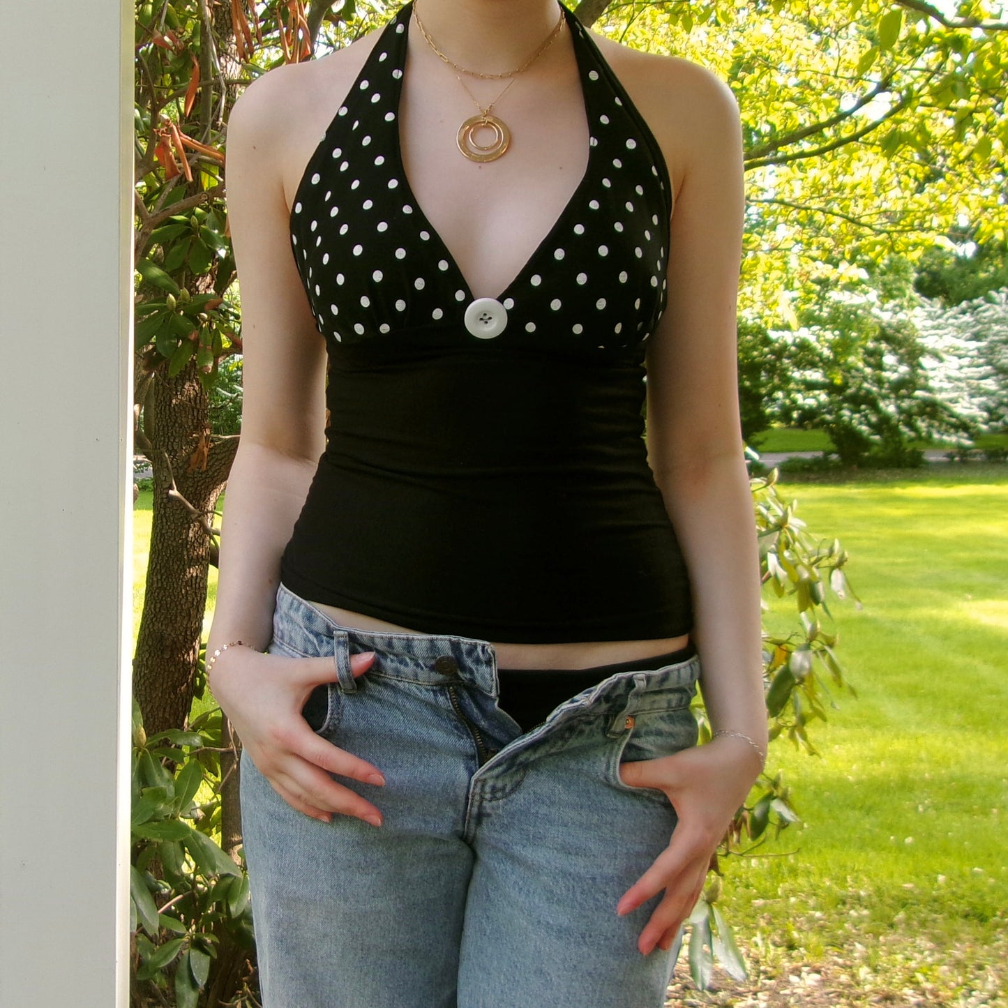 Chic Polka Dot Halter Top