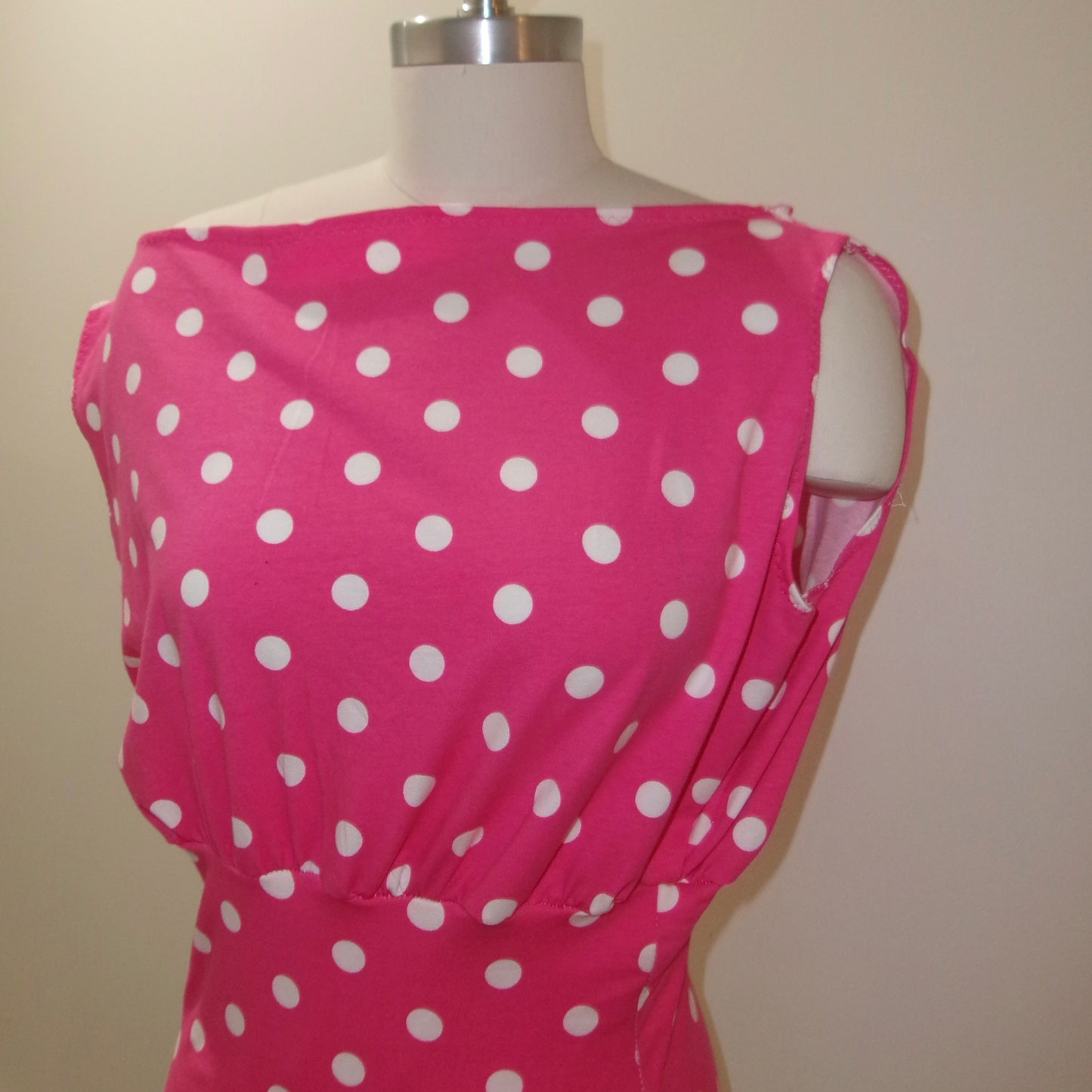 Pink Polka Dot Off-Shoulder Top