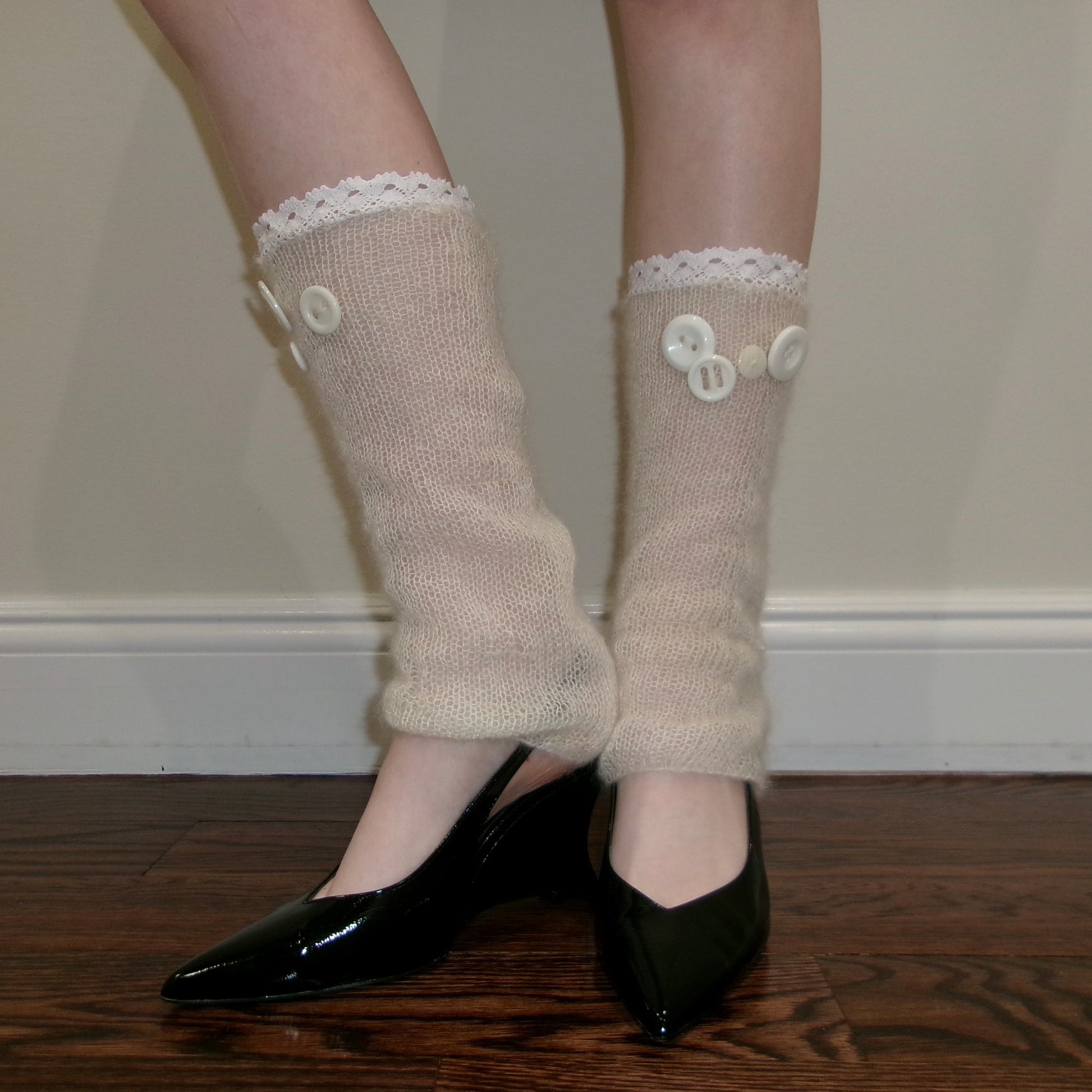 Elegant Whisper Lace Leg Warmers – delicate lace and button details, perfect for both casual and formal looks, offering comfort and a flawless fit. SewChic4U