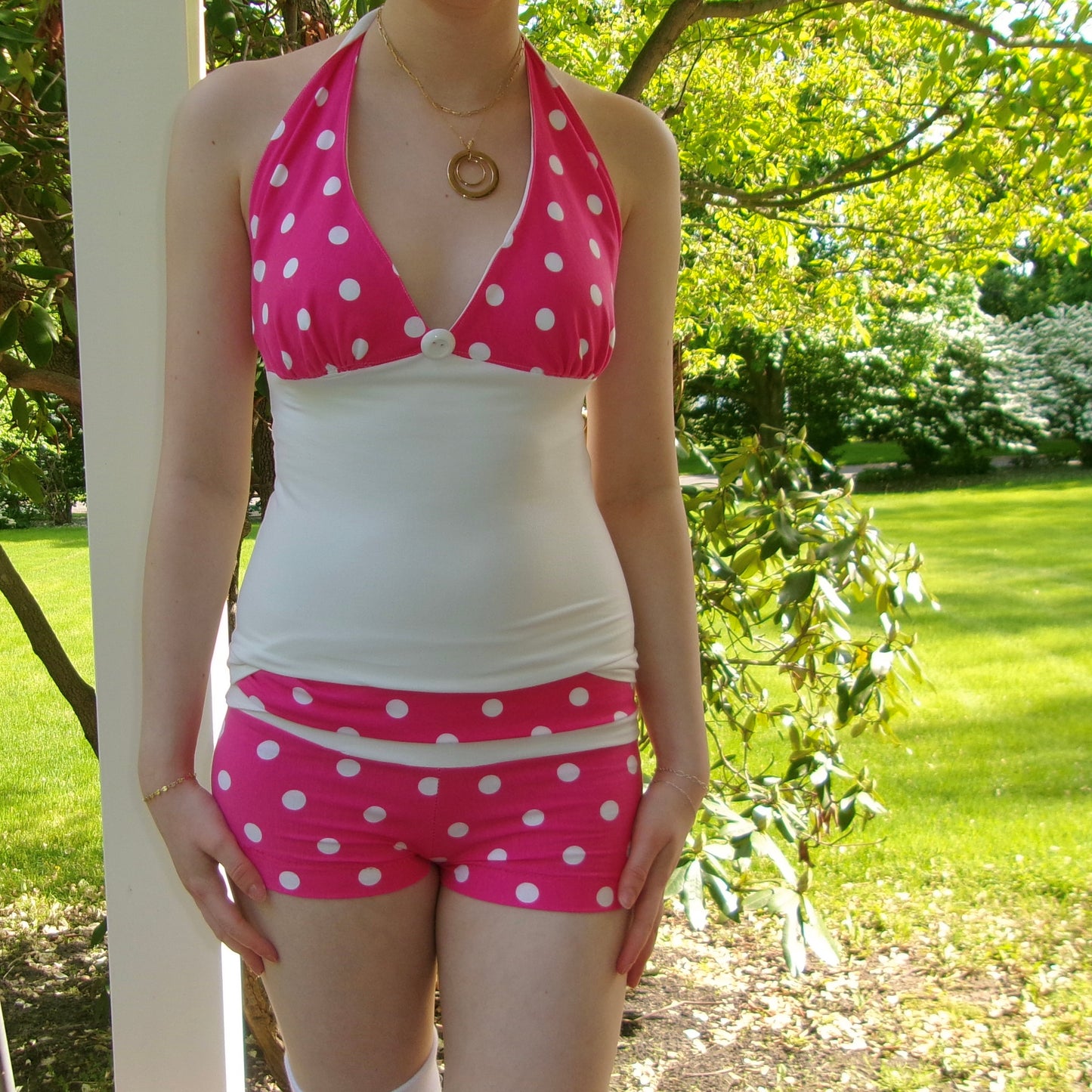 Retro Polka Dot Shorts- Fold Over