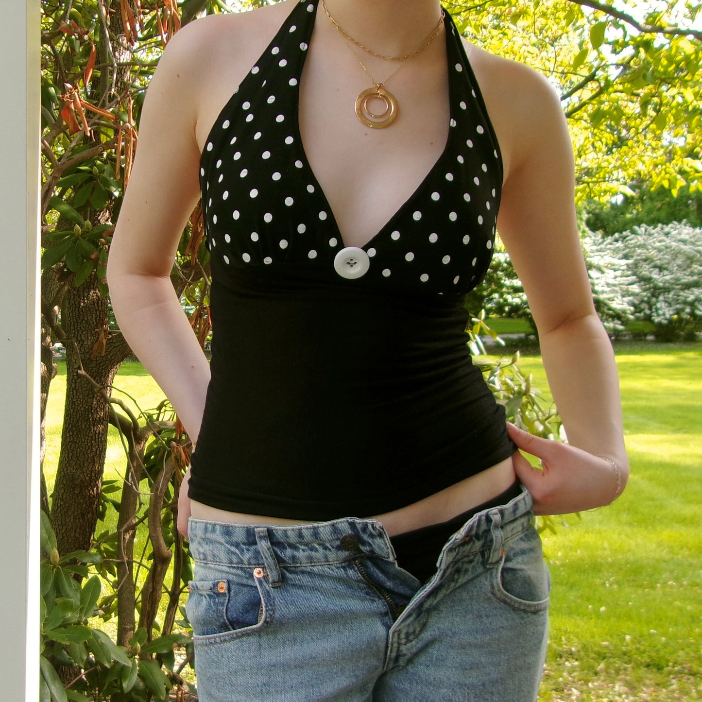 Chic Polka Dot Halter Top