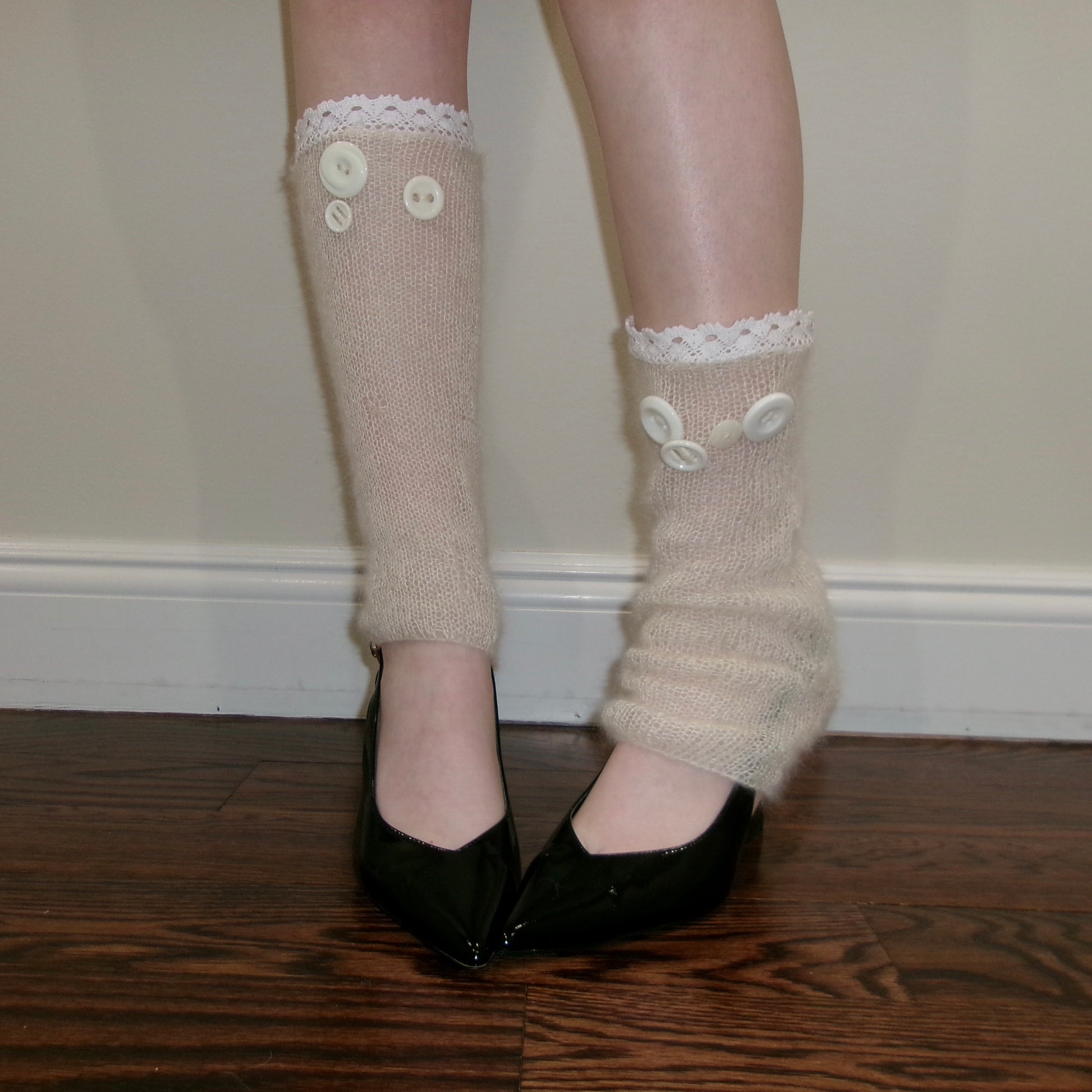 Elegant Whisper Lace Leg Warmers – delicate lace and button details, perfect for both casual and formal looks, offering comfort and a flawless fit. SewChic4U