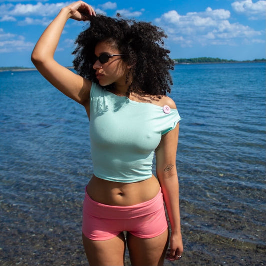 Off-Shoulder Mint Top
