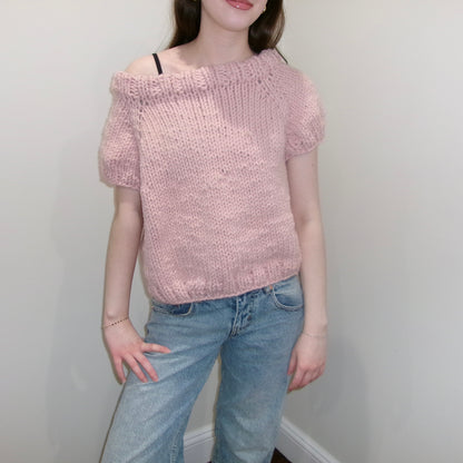 Blush Cozy Off Shoulder Knitted Shirt