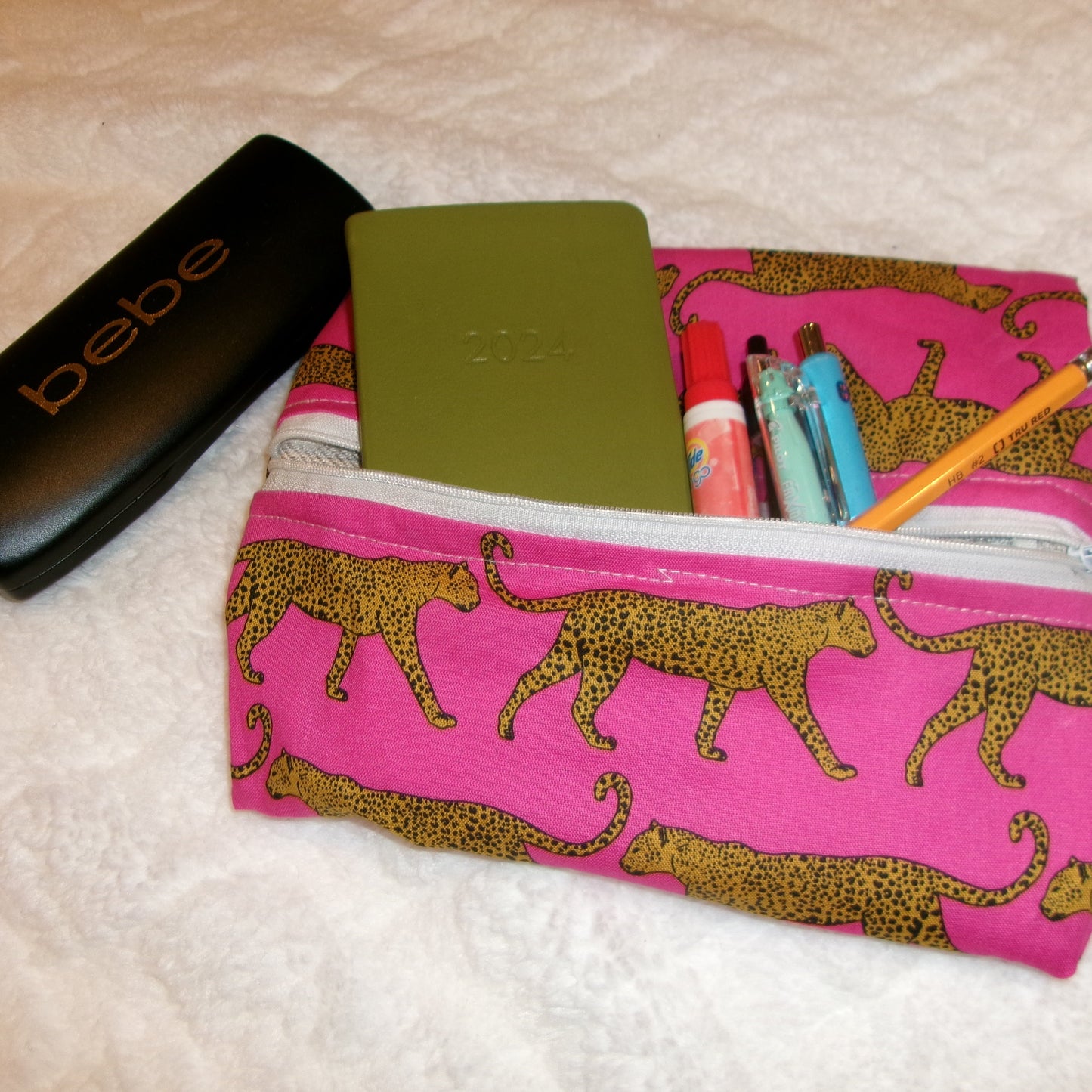 Pink Leopard Print Pouch