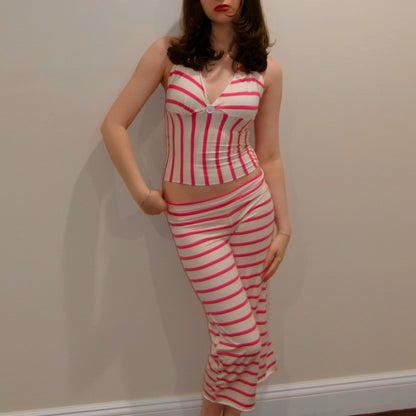 Striped Pink & White Halter Top