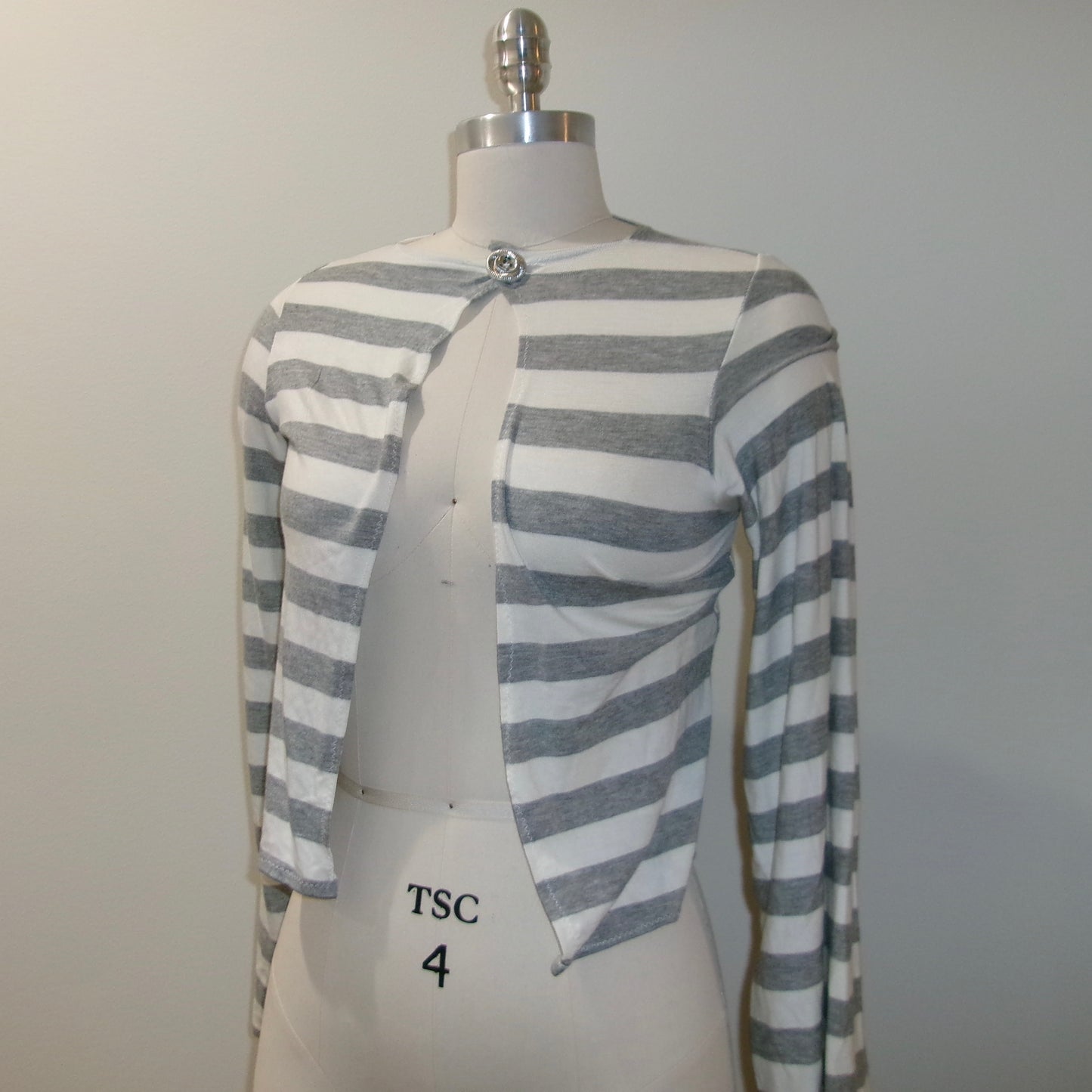 Chic Grey Striped Cardigan