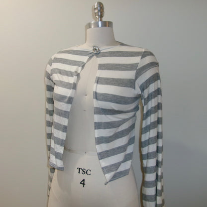 Chic Grey Striped Cardigan