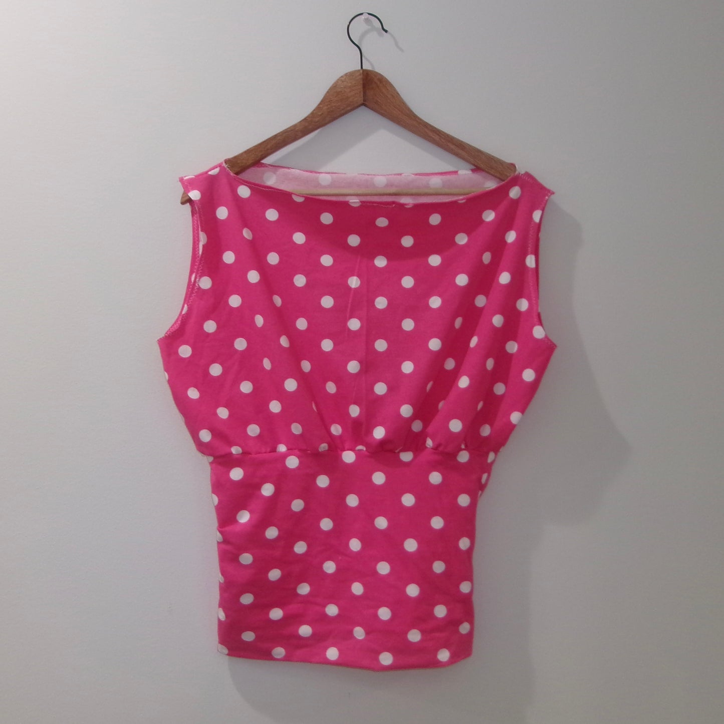 Pink Polka Dot Off-Shoulder Tank Top