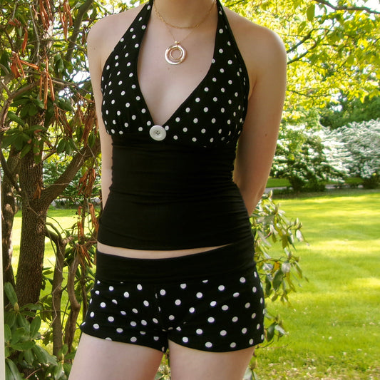 Polka Dot Halter Top in Black and White