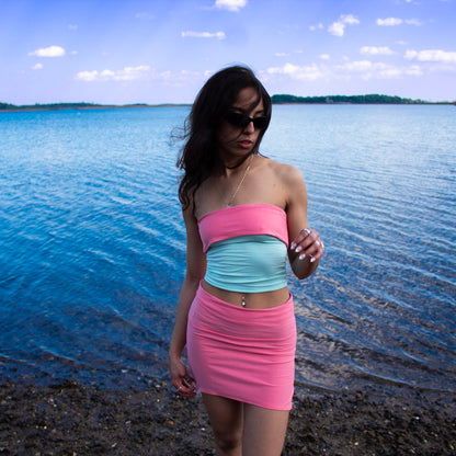 Mint and Coral Tube Top