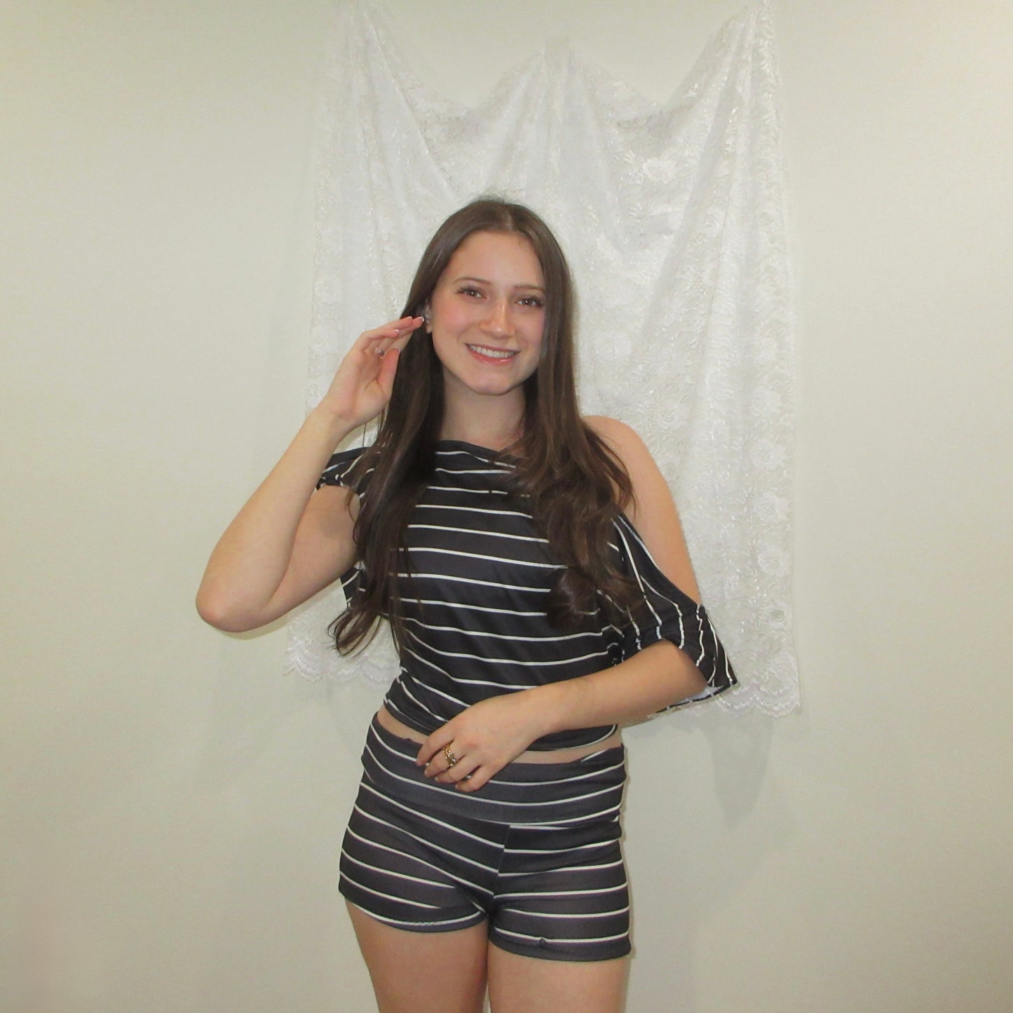 Chic Striped Fold-Over Shorts