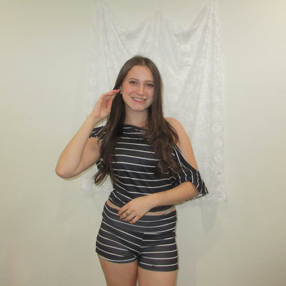 Chic Striped Fold-Over Shorts