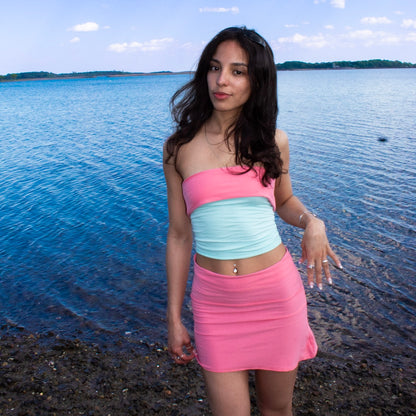 Mint and Coral Tube Top