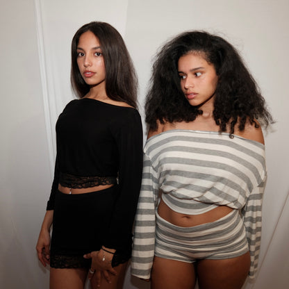 Black Off-Shoulder Lace Top