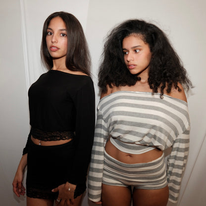 Black Off-Shoulder Lace Top