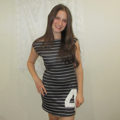 Number 4 Striped Off-Shoulder Dress