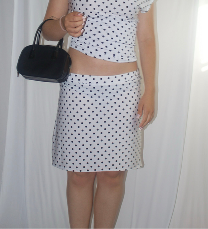 Low-Rise Polka Dot Midi Skirt