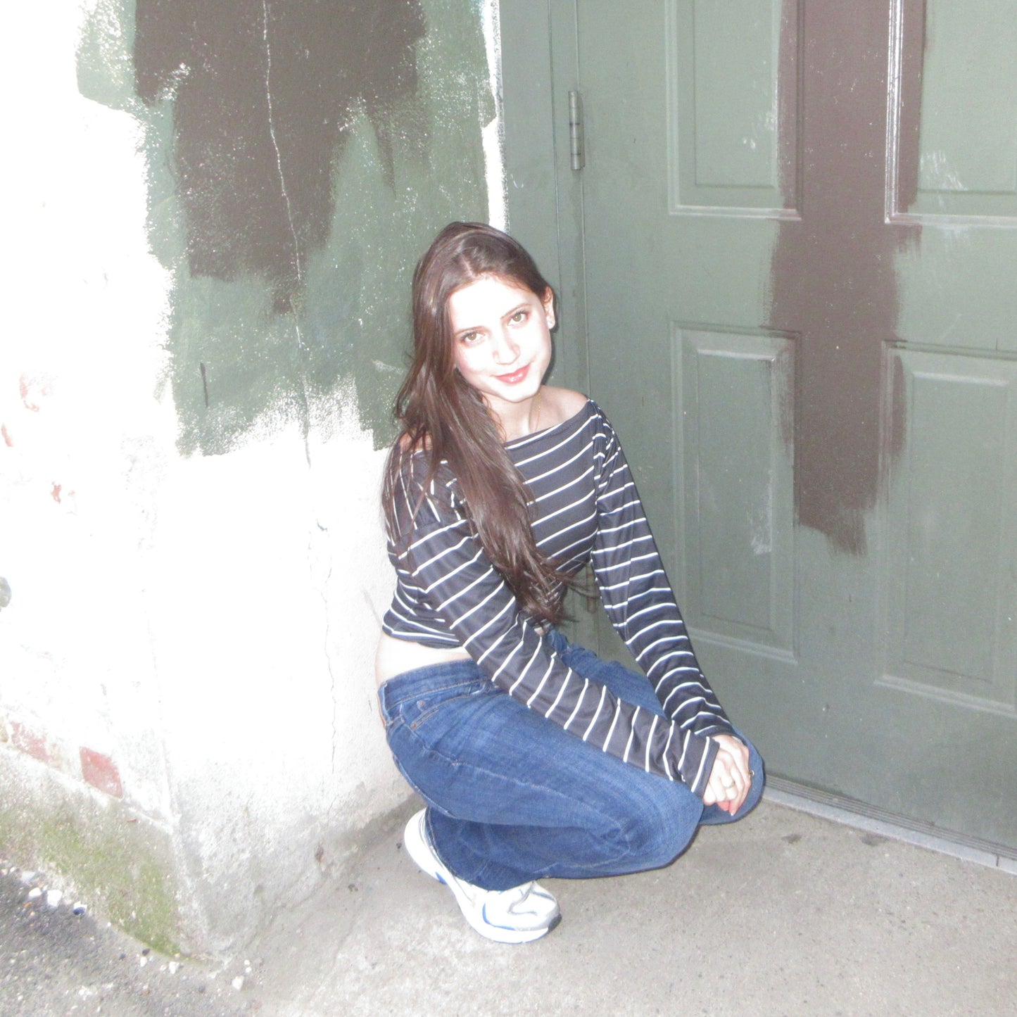 Striped Off-Shoulder Long Sleeve Top