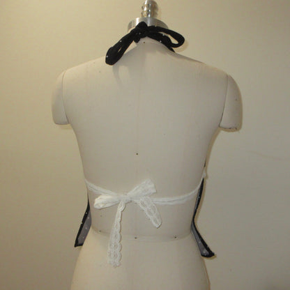 Black Polka Dot Lace Backless Halter