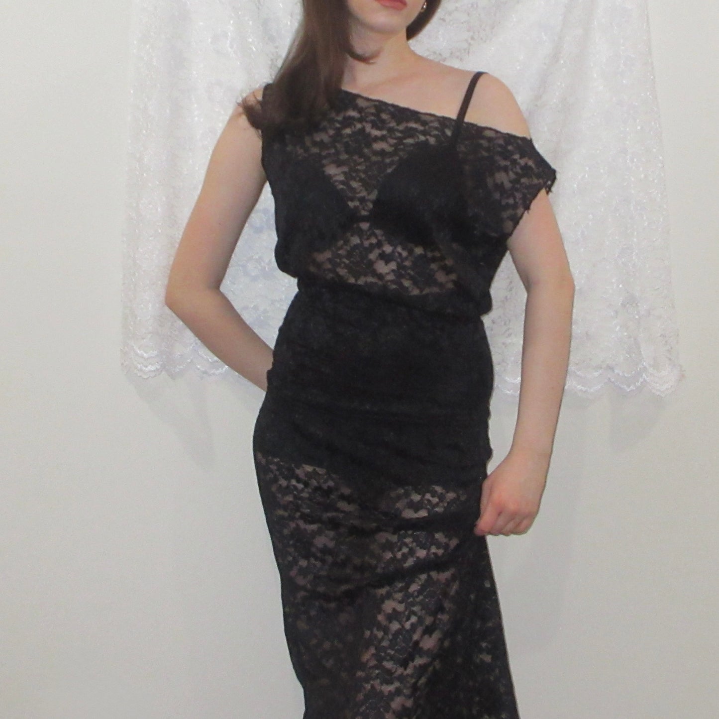 Black Lace Off-Shoulder Dress