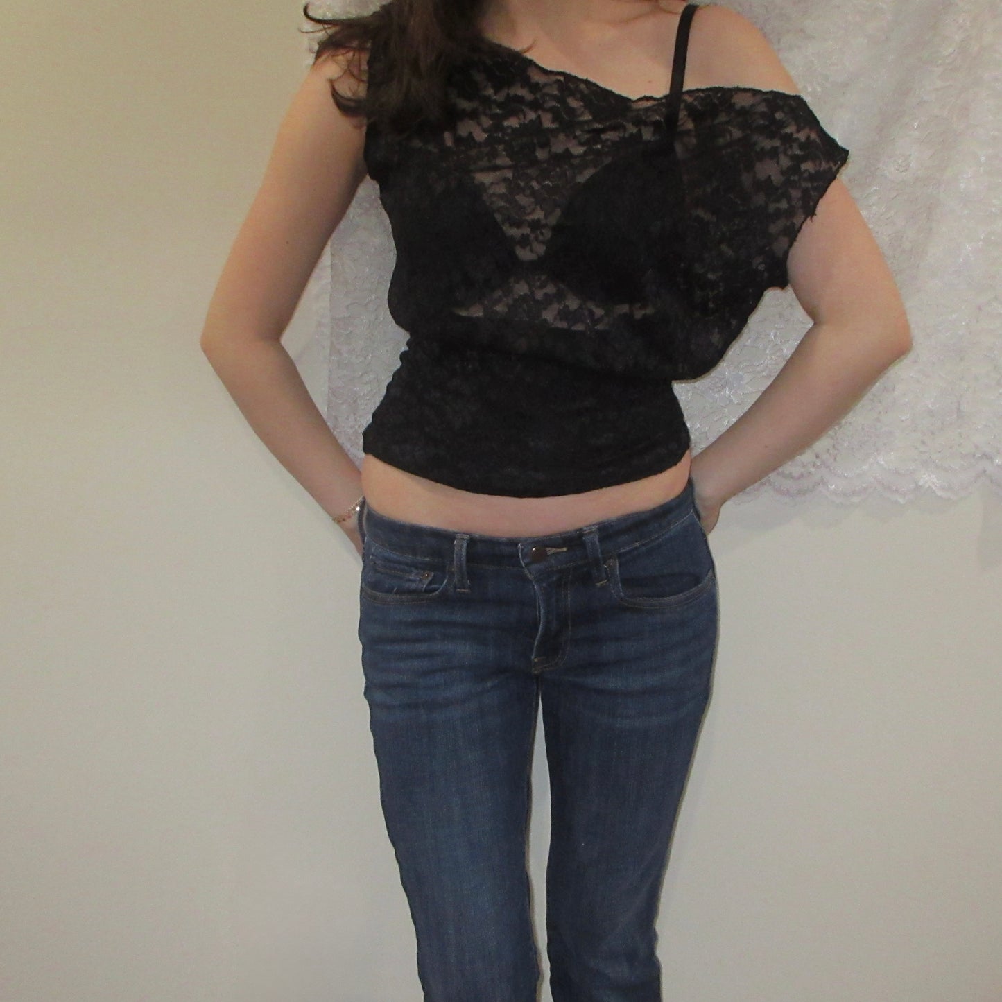 Black Lace Off-Shoulder Top