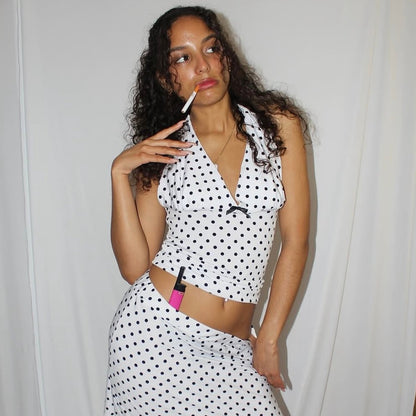 White Polka Dot Halter Top