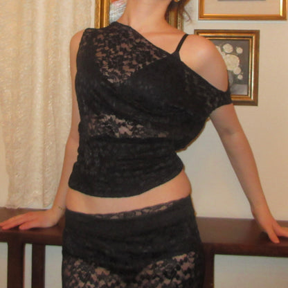 Black Lace Off-Shoulder Top