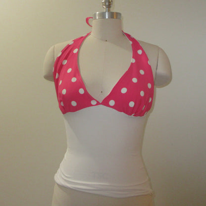 Retro Chic Pink & White Halter Top