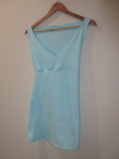Aqua V-Neck Mini Dress