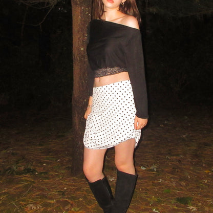 Black Off-Shoulder Lace Top