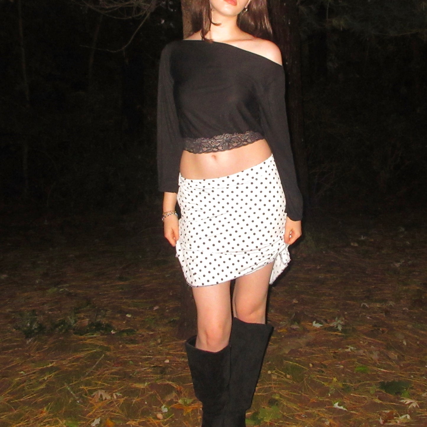 Black Off-Shoulder Lace Top