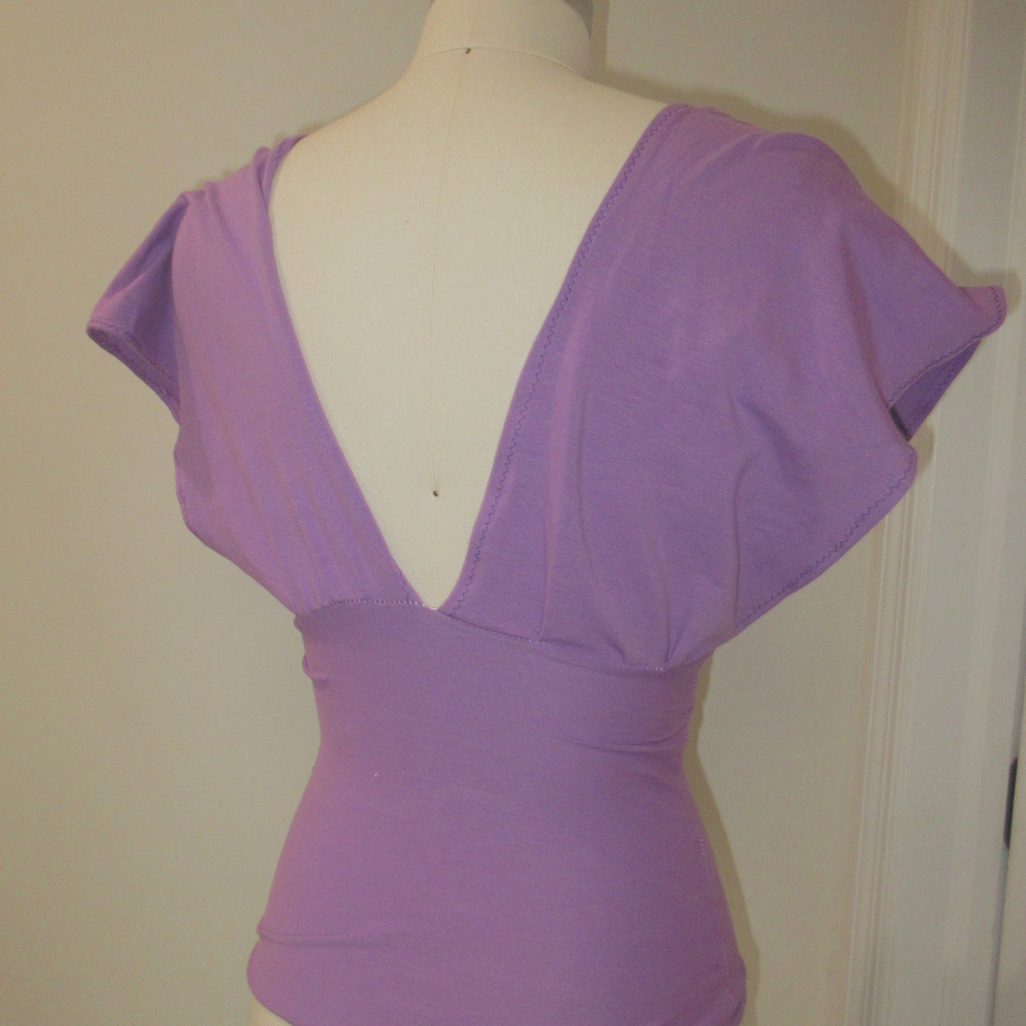 Purple V-Neck Open Back Top
