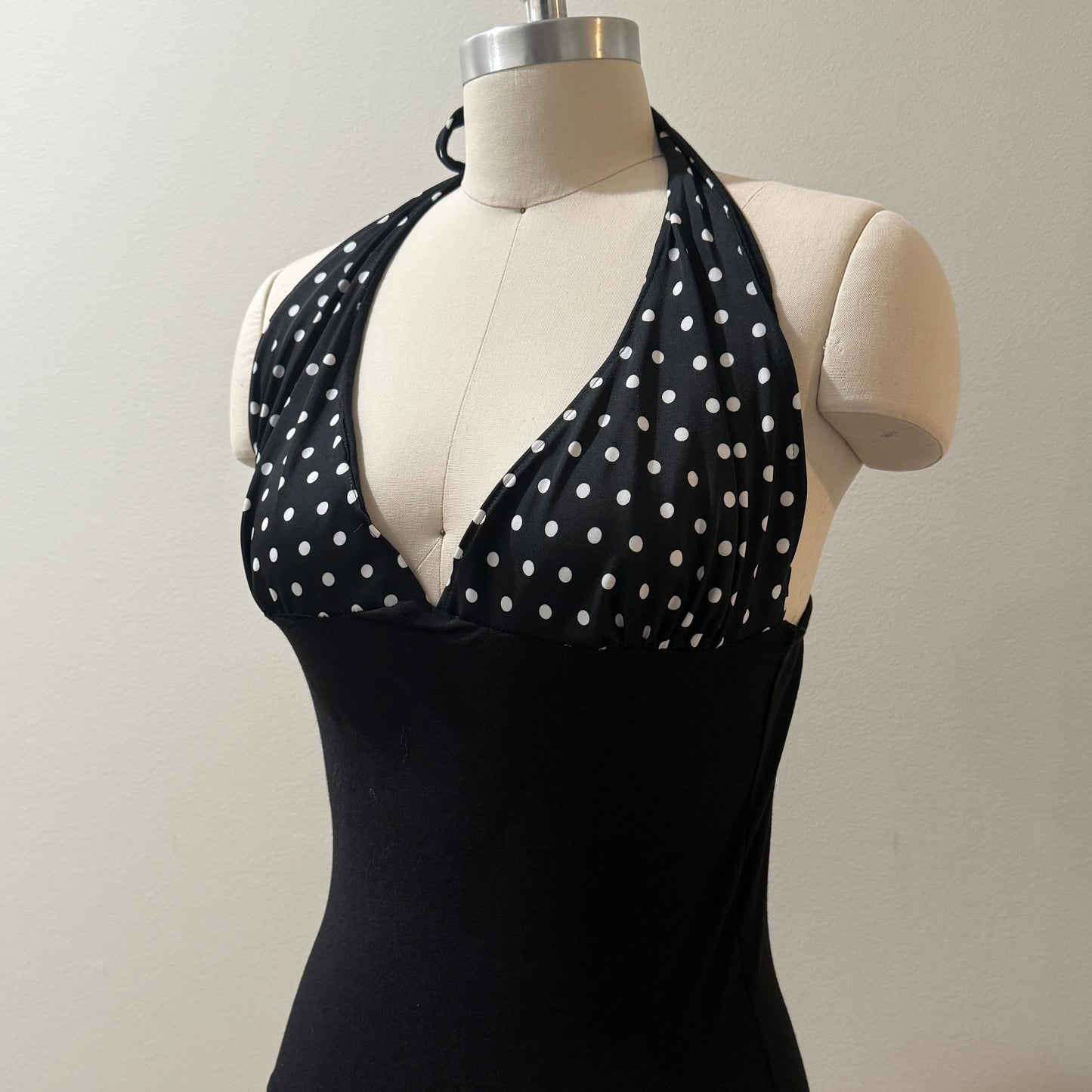 Polka Dot Halter Top in Black and White