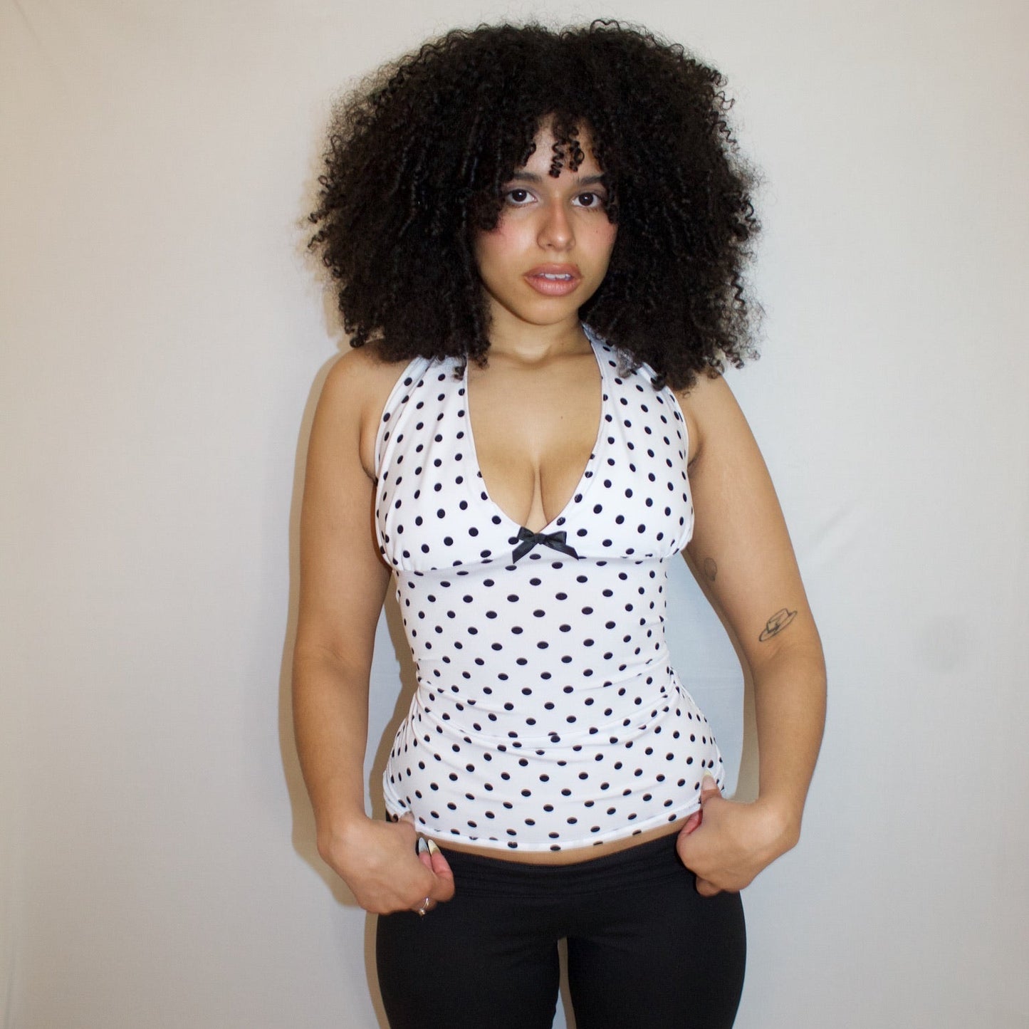 White Polka Dot Halter Top