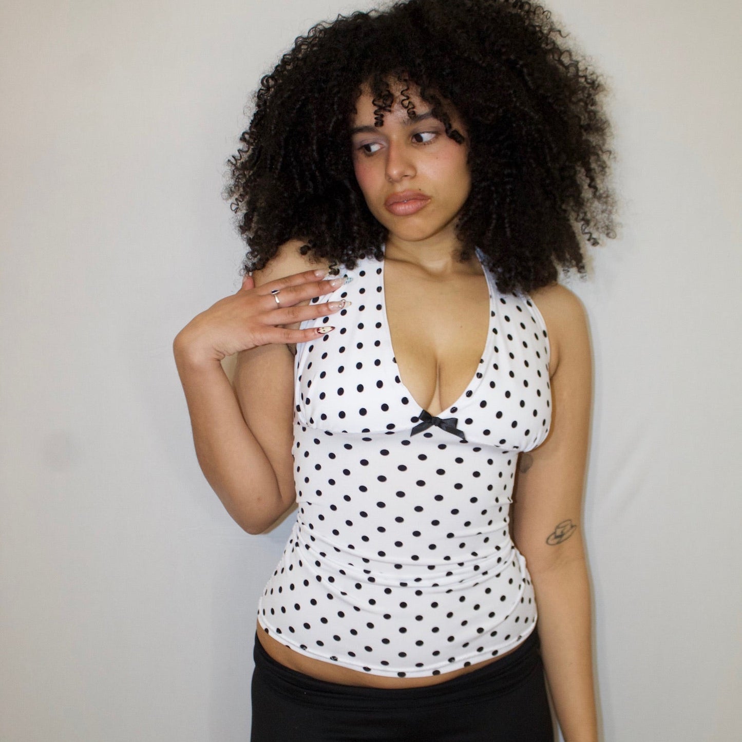 White Polka Dot Halter Top