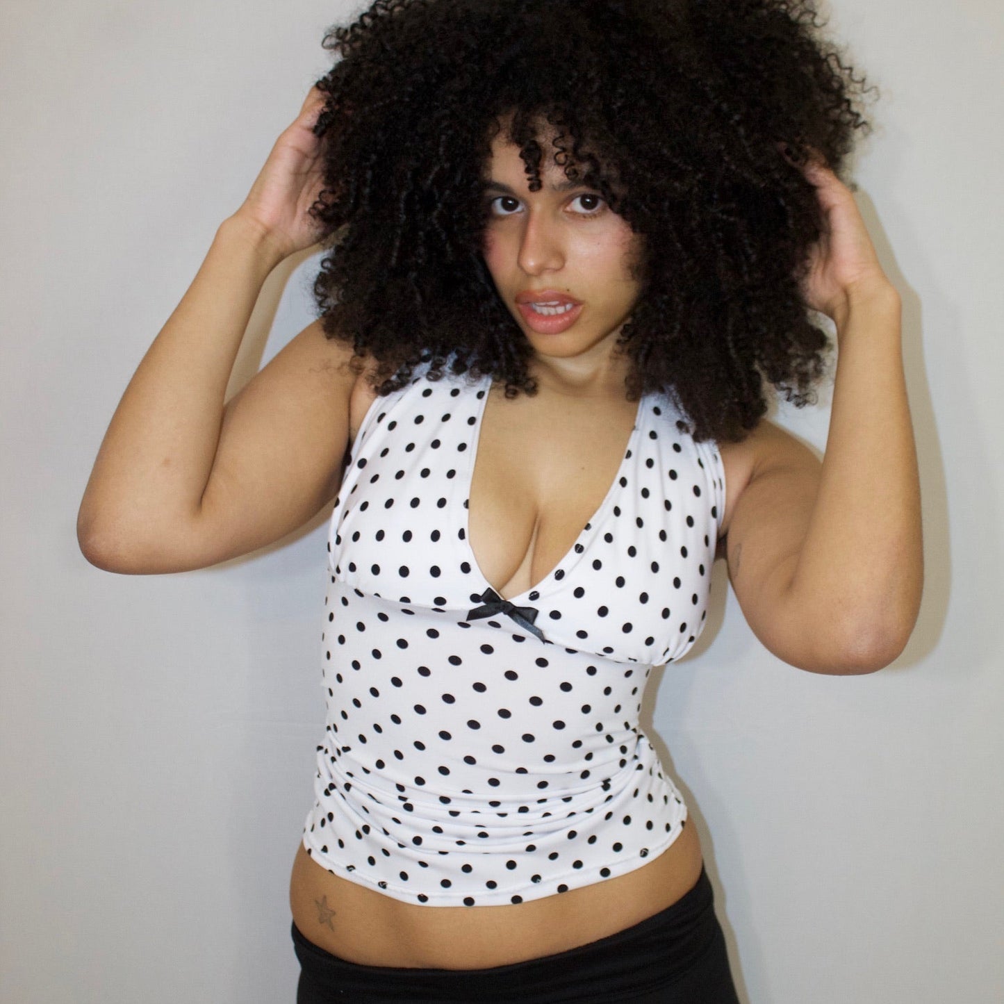 White Polka Dot Halter Top