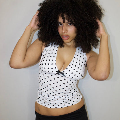 White Polka Dot Halter Top