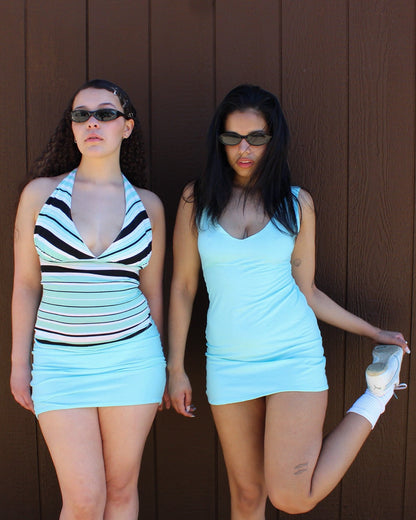 Summer Aqua Striped Halter