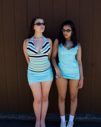 Summer Aqua Striped Halter