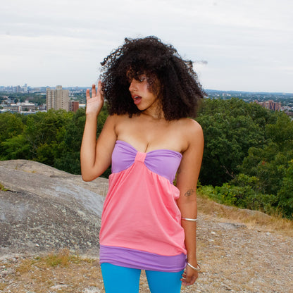 Purple and Coral Mini Bubble Dress