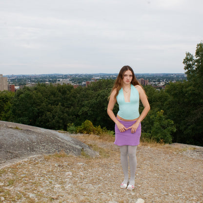 Purple Low-Rise Midi Skirt