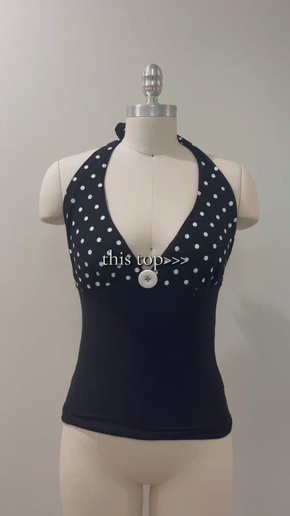 Chic Polka Dot Halter Top